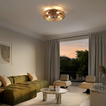 Rowan 19.5" 4-Light Modern Bohemian 6-Speed Metal/Rattan Mobile-App/Remote-Controlled Lantern LED Ceiling Fan - JONATHAN Y